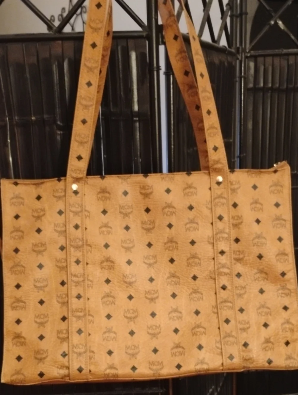 MCM Visetos Cognac Vintage XL Tote Bag